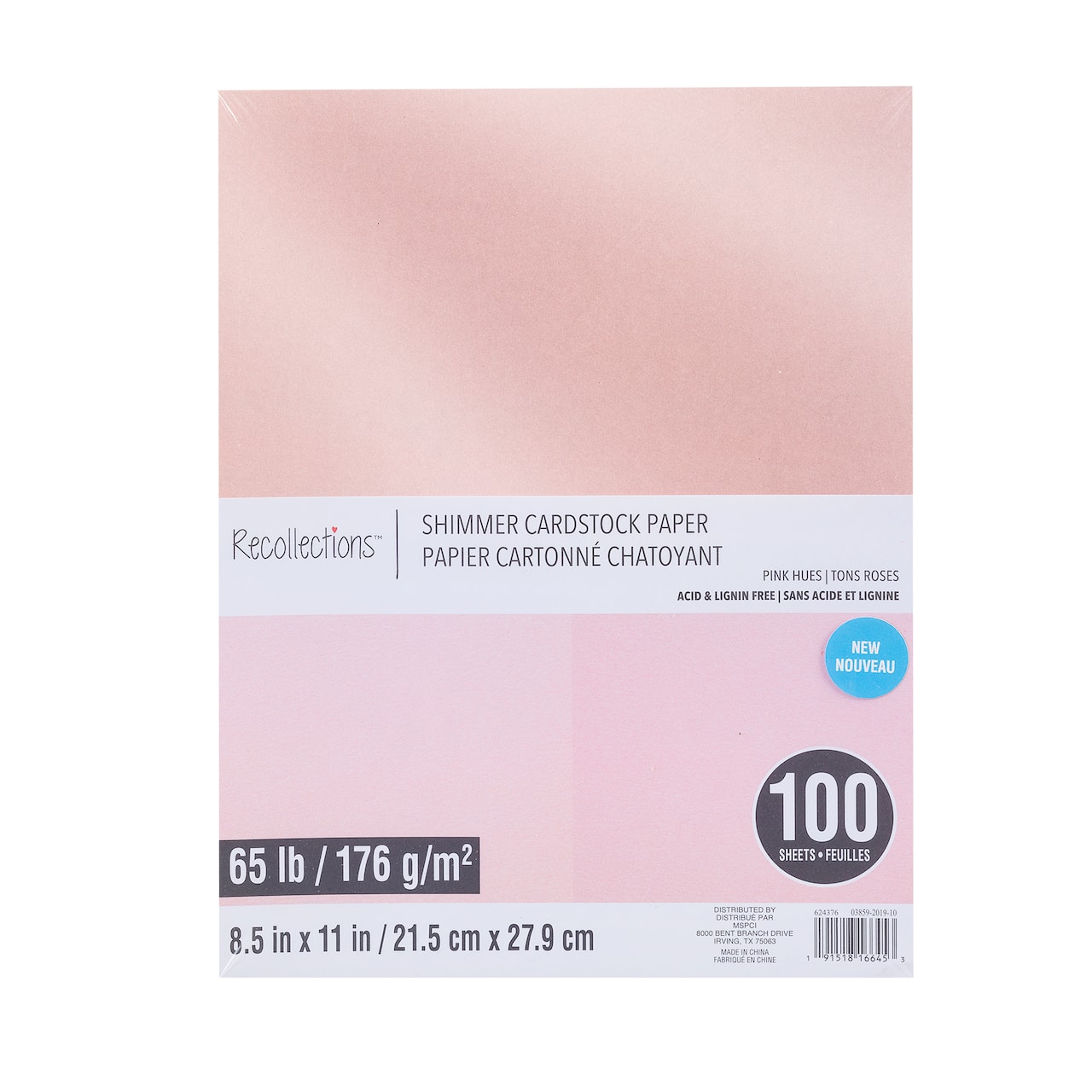 Pink Hues Shimmer 8.5&#x22; x 11&#x22; Cardstock Paper by Recollections&#x2122;, 100 Sheets